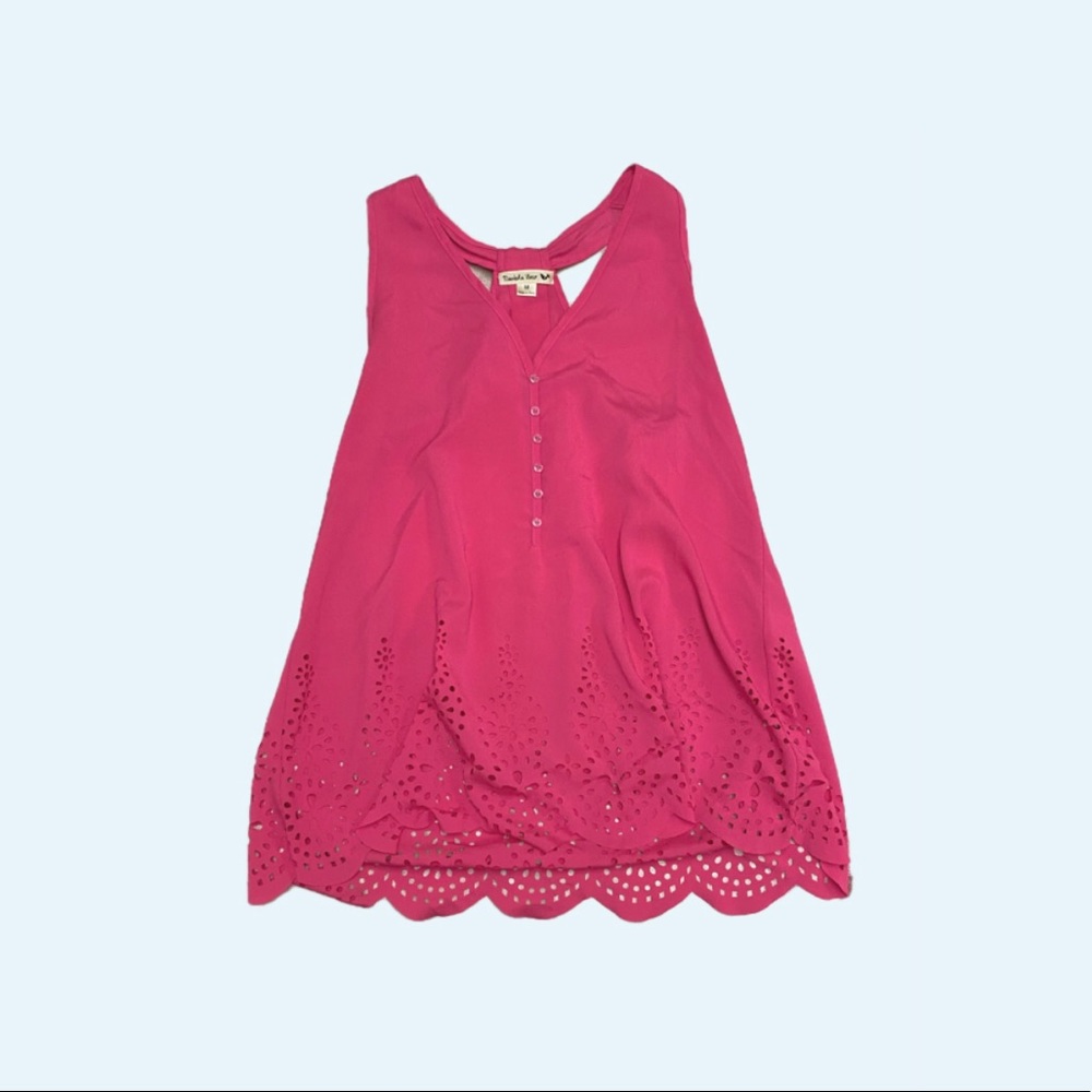 Hot pink sleeveless blouse with back collar tie